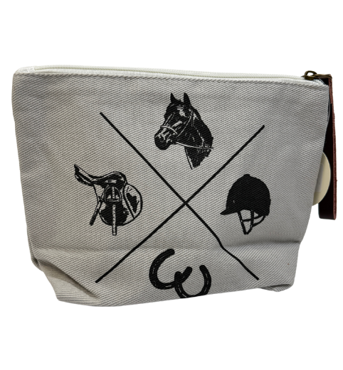 Spiced Equestrian 'Vintage Rider' Makeup Bag in Grey