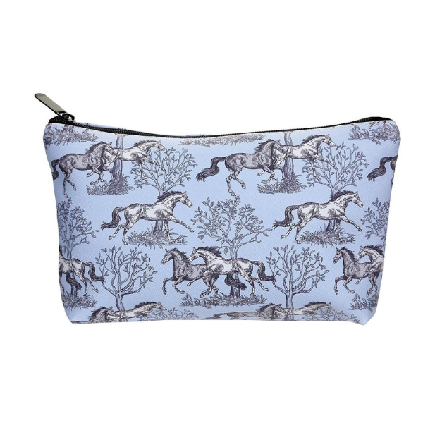 Lila Cosmetic Pouch  in Blue Toile - 5" x 9.5"