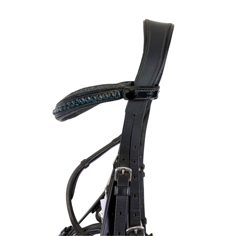 Halter Ego Patent Flash Snaffle Bridle in Black/Croc
