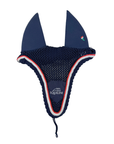 Equiline 'Ruben' Soundproof Tie Down Ear Bonnet in Navy/White/Red