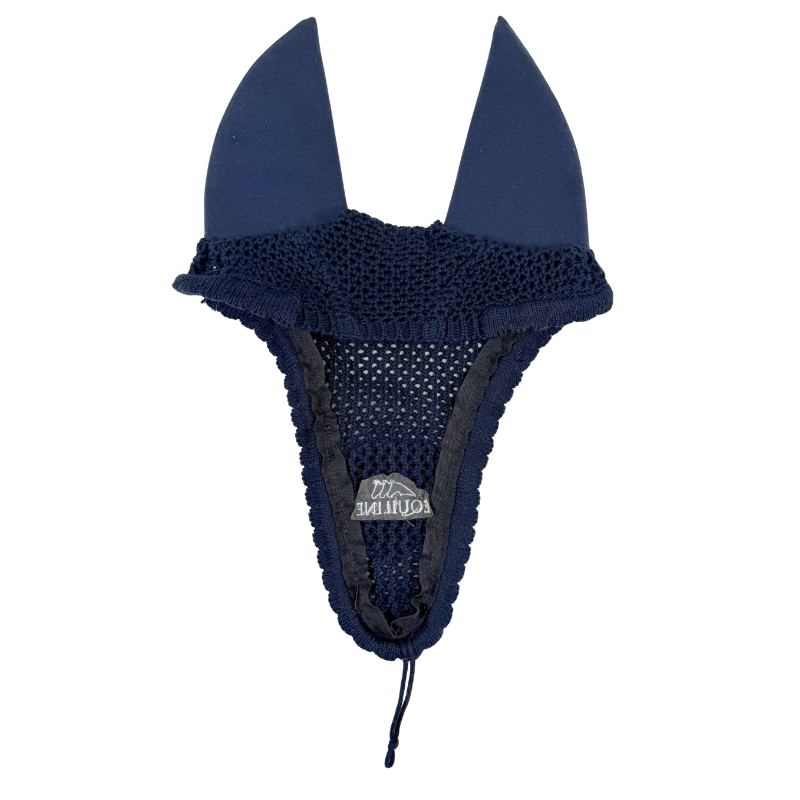 Equiline 'Ruben' Soundproof Tie Down Ear Bonnet in Navy/White/Red