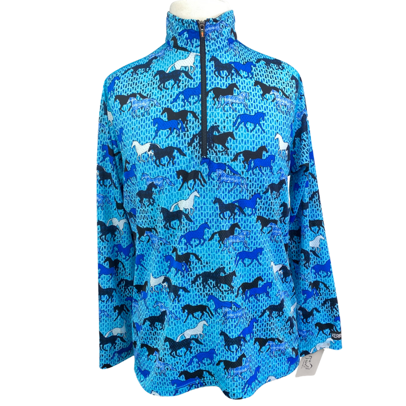 Kids Ice Fil Long Sleeve Print in Blue Horseplay - Children's XL