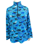 Kids Ice Fil Long Sleeve Print in Blue Horseplay - Children's XL