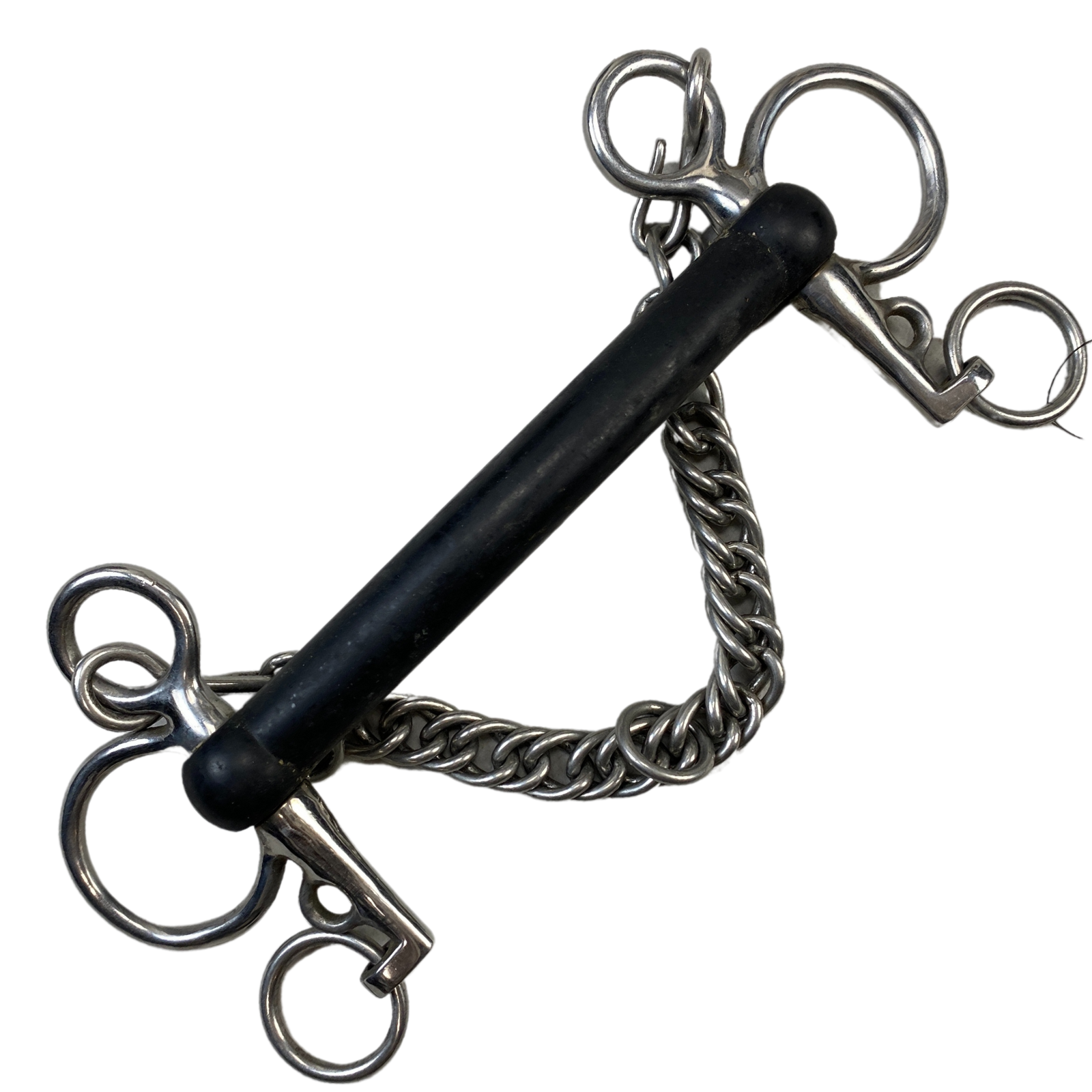 Centaur Soft Rubber Mullen Mouth Pelham in Black/Stainless Steel - 5.5"