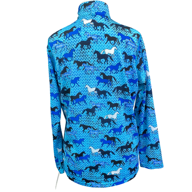 Kids Ice Fil Long Sleeve Print in Blue Horseplay - Children's XL