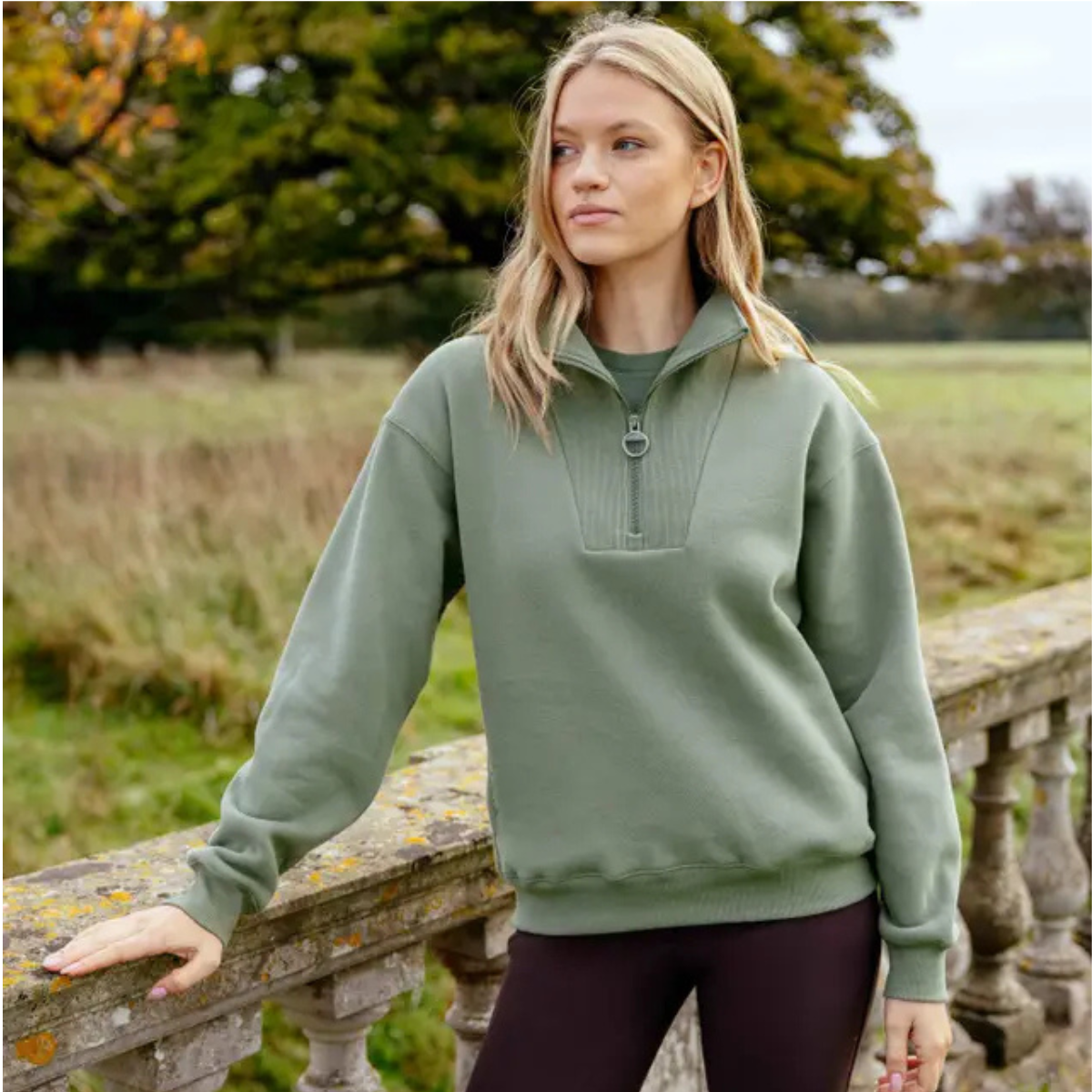 LeMieux 'Keira' Quarter Zip Sweater in Rosemary
