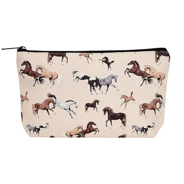 Lila Cosmetic Pouch in Herd of Horses