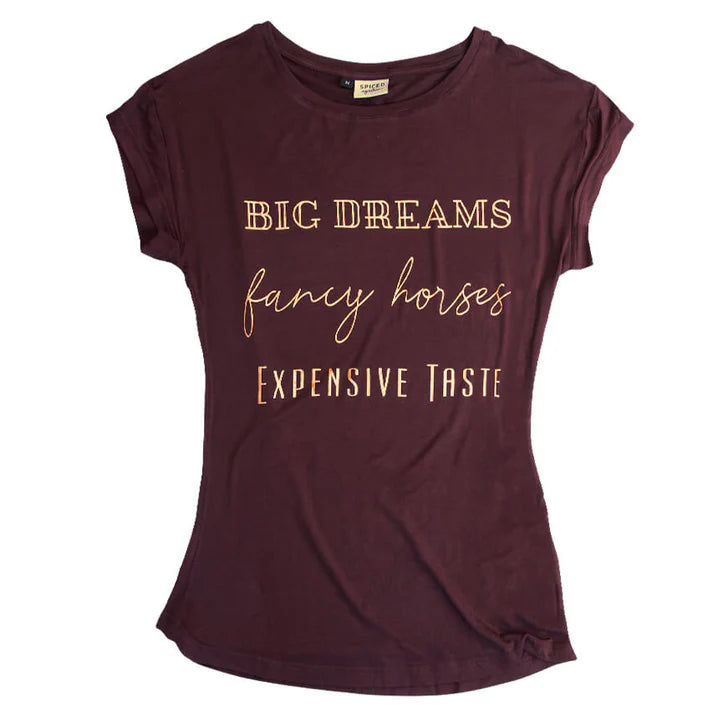 Spiced Equestrian Big Dreams Tee in Plum - Women's XS