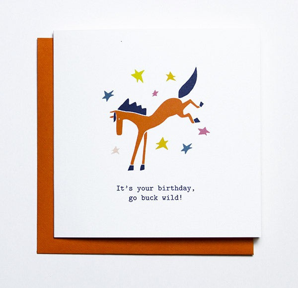 Mare Modern Goods "Birthday Buck Greeting" Card in White - 4.75" x 4.75"