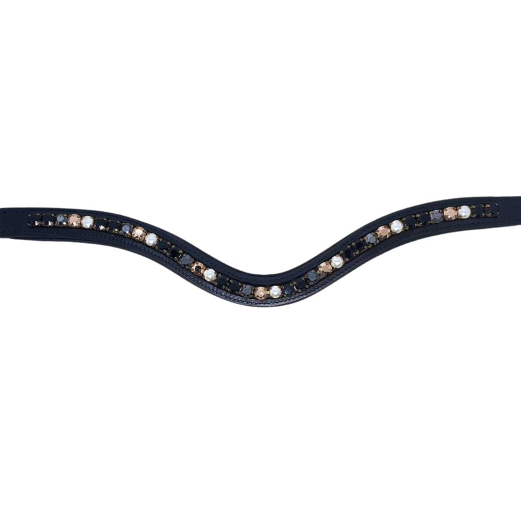 Red Barn by KL Select 'Cobalt & Copper' Curved Browband in Brown - Cob
