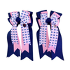 Ponytail Bows in Pink/Navy Anchors