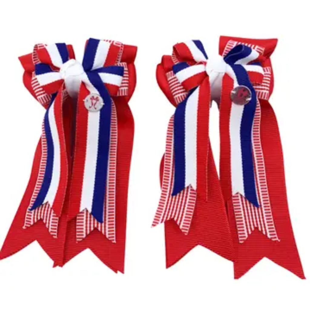 Ponytail Bows in Red Striped