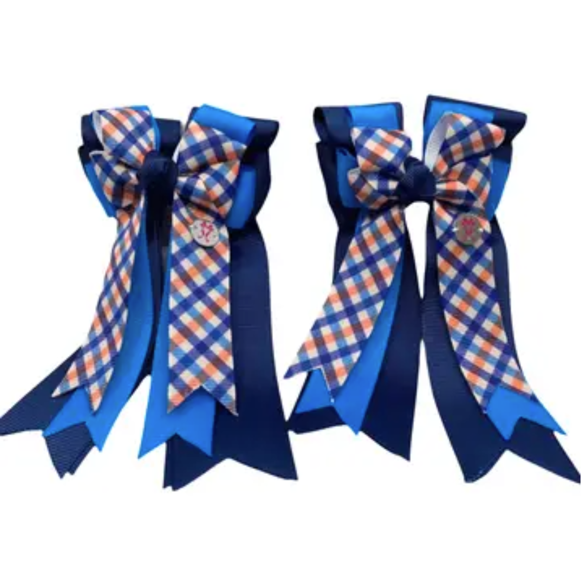 Ponytail Bows in Navy/Light Blue Plaid