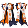 Ponytail Bows in Navy Sparkle/Rust Fox
