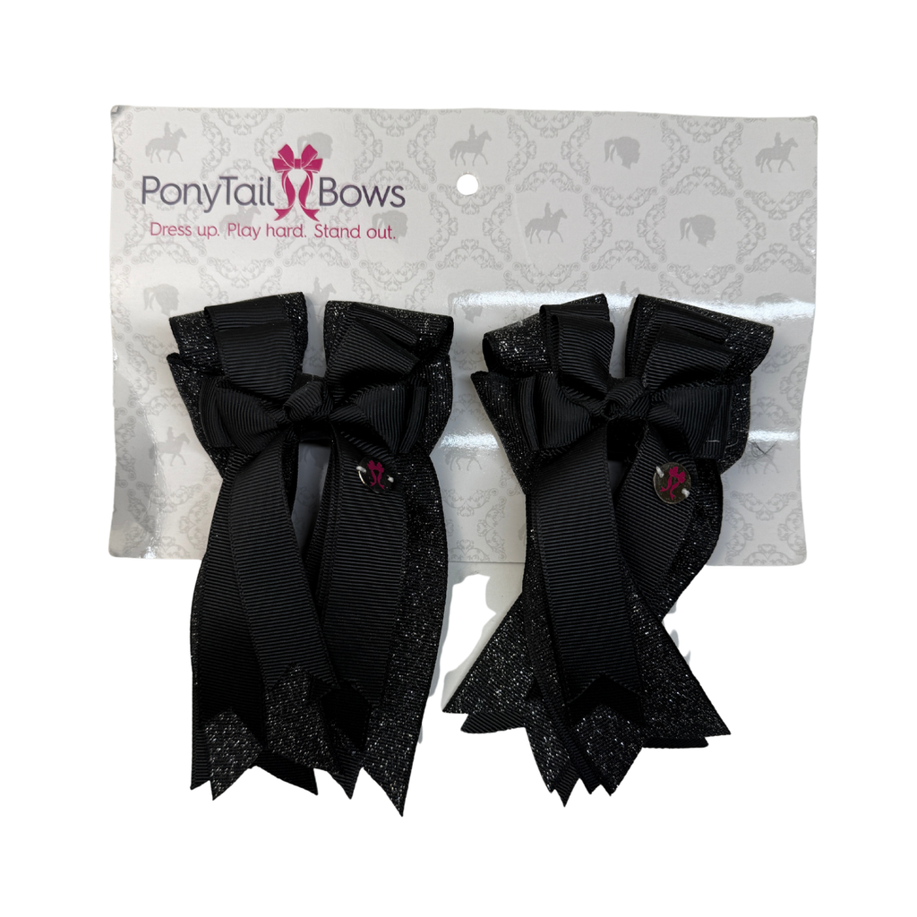 Ponytail Bows in Black Sparkle