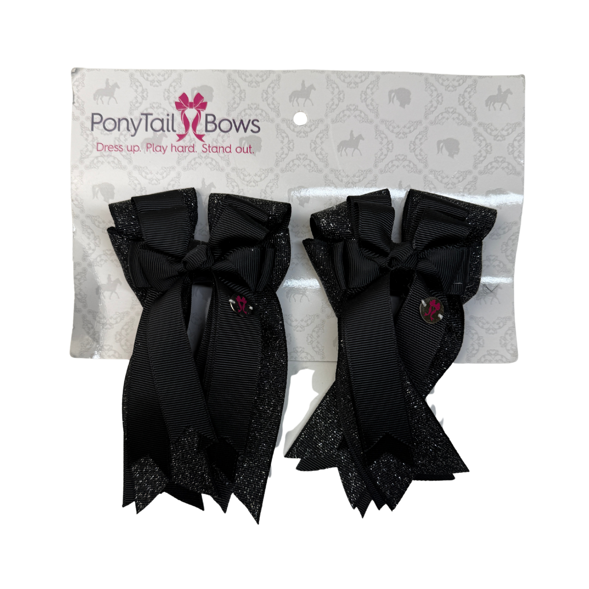 Ponytail Bows in Black Sparkle