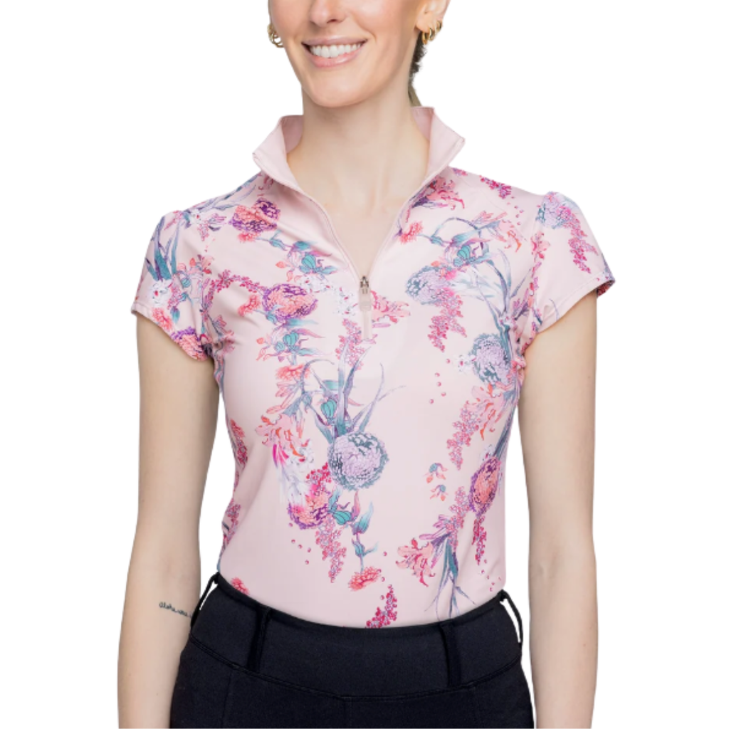 Kastel Cap Sleeve Shirt in Pink Tea Garden - Women's Medium