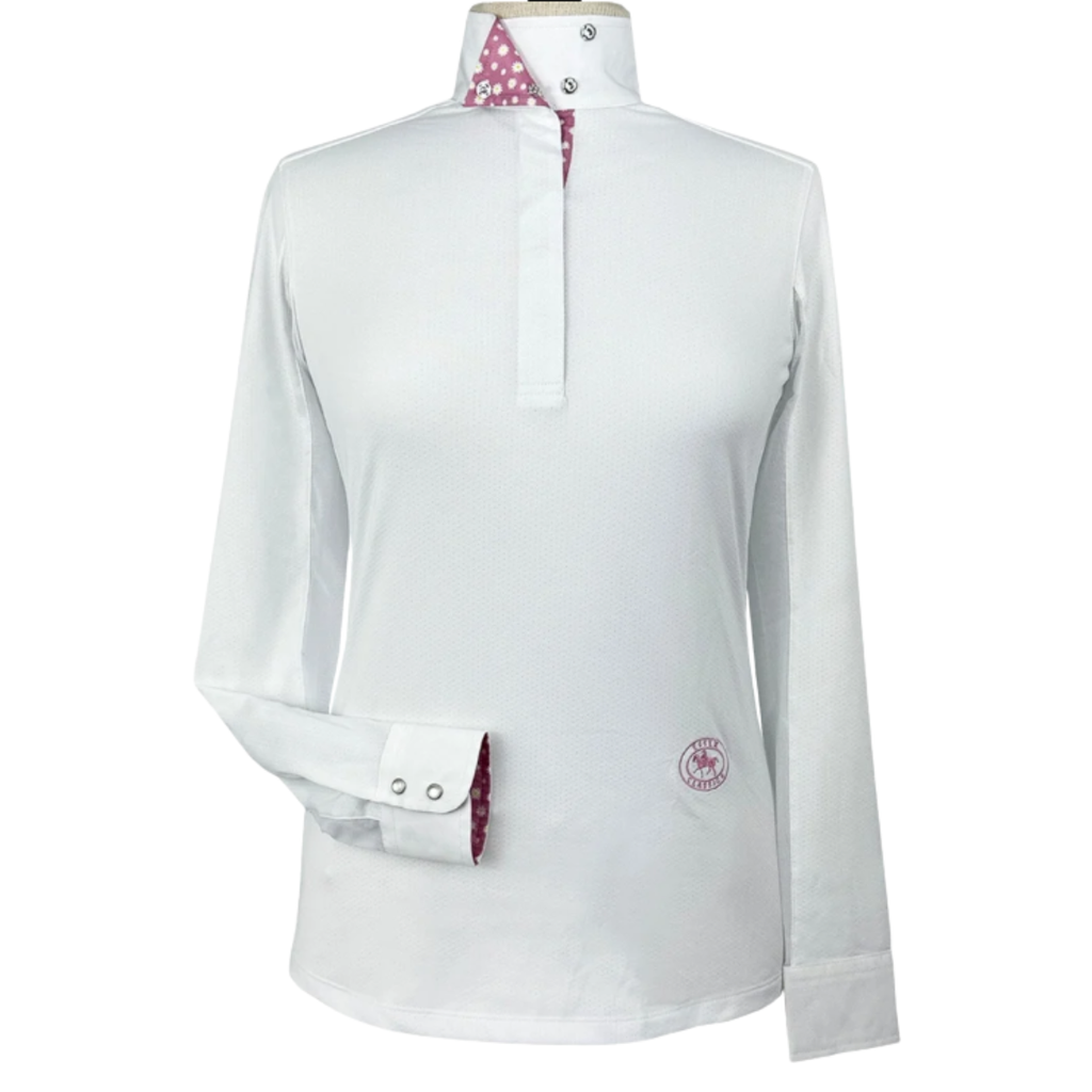 Essex Classics Talent Yarn Long Sleeve Show Shirt in White/Daisy Delight - Women's Medium