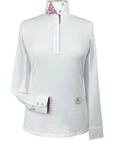 Essex Classics Talent Yarn Long Sleeve Show Shirt in White/Daisy Delight - Women's Medium