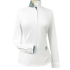 Essex Classics Talent Yarn Long Sleeve Show Shirt in White/Green Geometric - Women's Medium