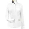 Essex Classics Talent Yarn Long Sleeve Show Shirt in White/Stirrup Talk - Women's Medium