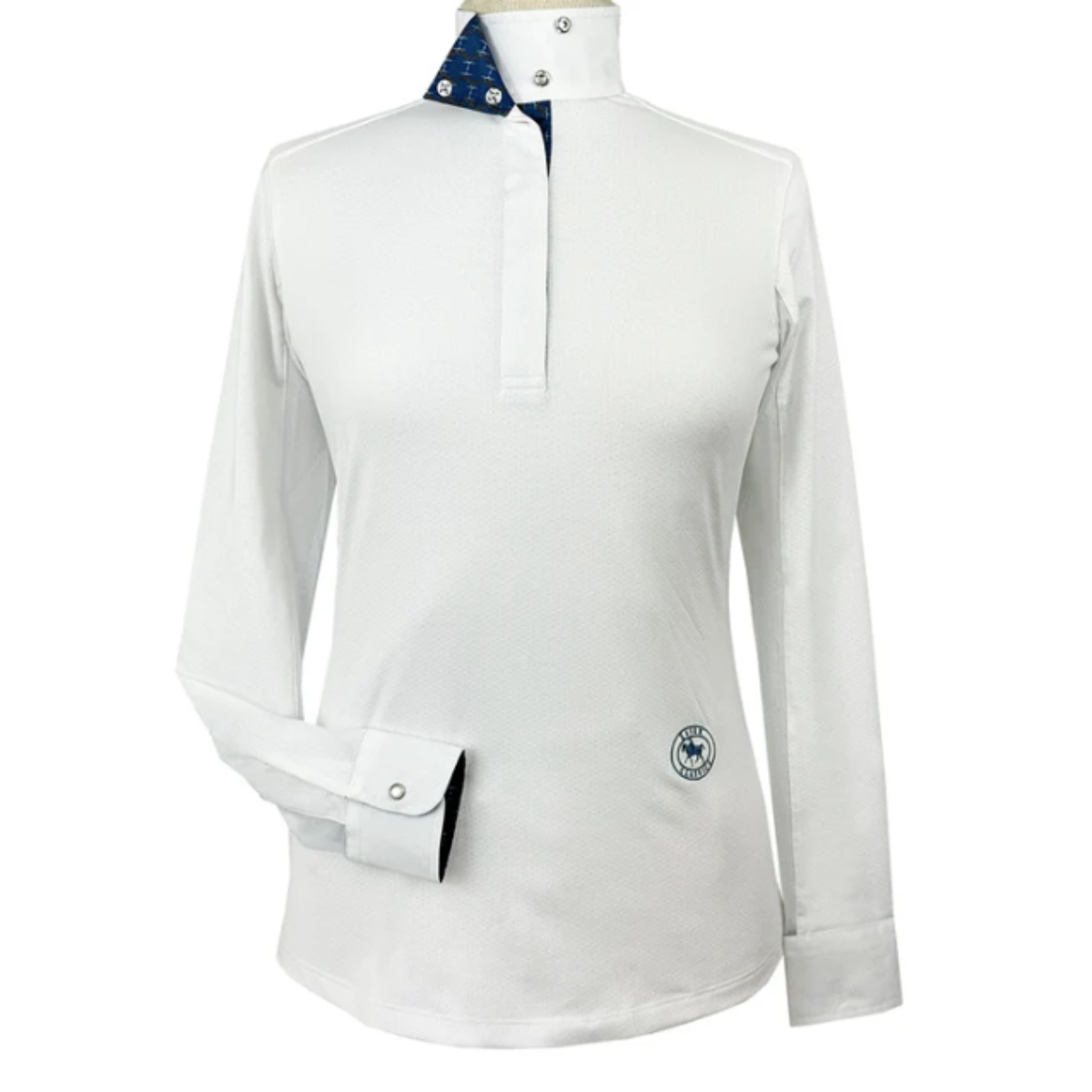 Essex Classics Talent Yarn Long Sleeve Show Shirt in White/Braided Reins &amp; Bits - Women's XXL