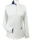 Essex Classics Talent Yarn Long Sleeve Show Shirt in White/Braided Reins & Bits - Women's XXL