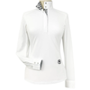 Essex Classics Talent Yarn Long Sleeve Show Shirt in White/Black Geometric - Women's Small