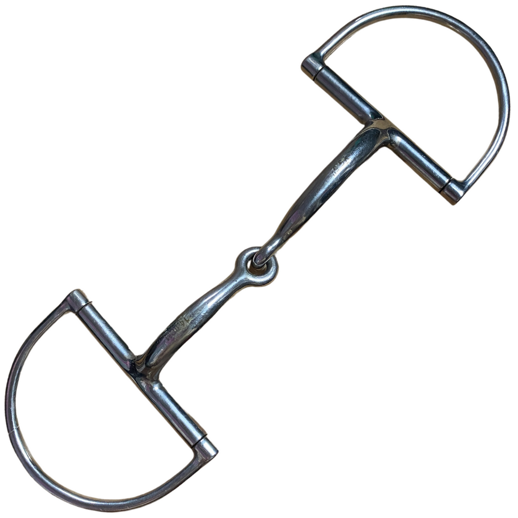 Curved D-Ring Single Joint Snaffle Bit in Stainless Steel 