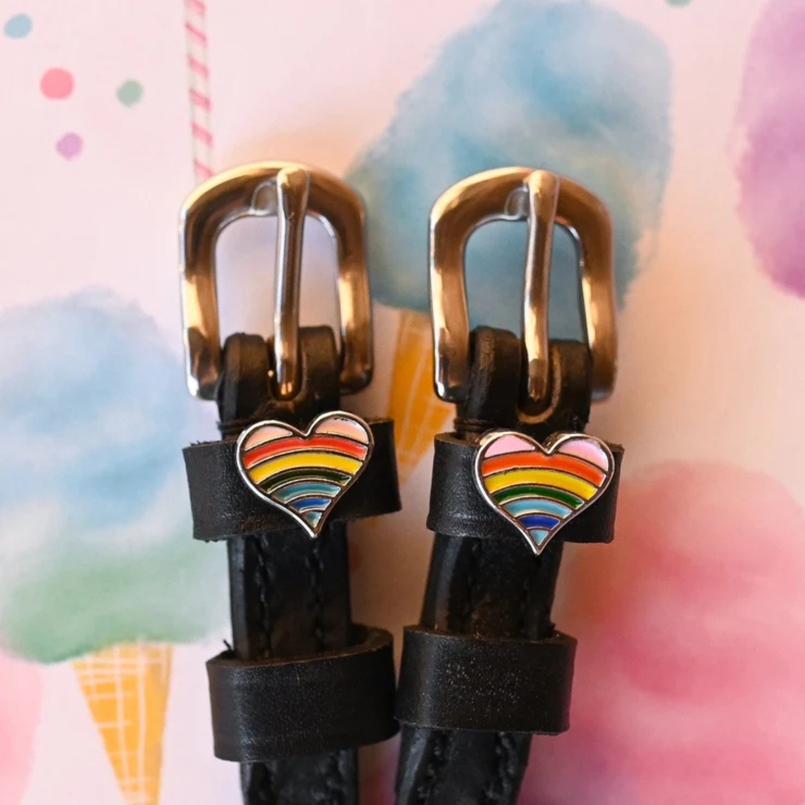 Mane Jane Spur Straps in Rainbow Hearts