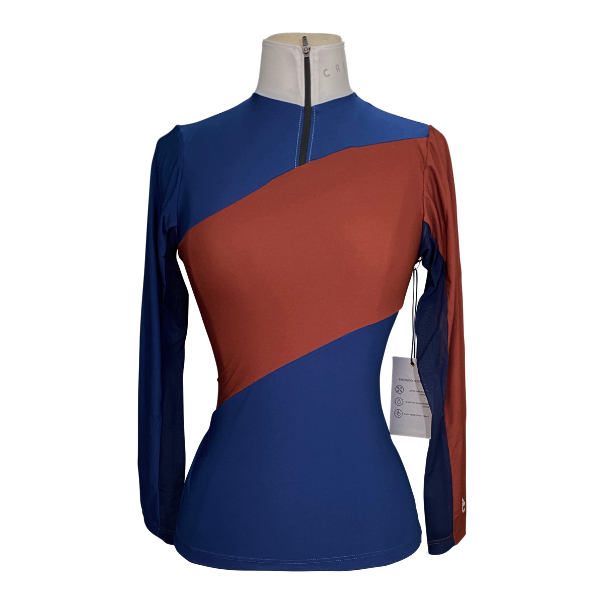 Front of Criniēre 'Sophie' Long Sleeve Schooling Top in Midnight/Mahogany - Women's XS