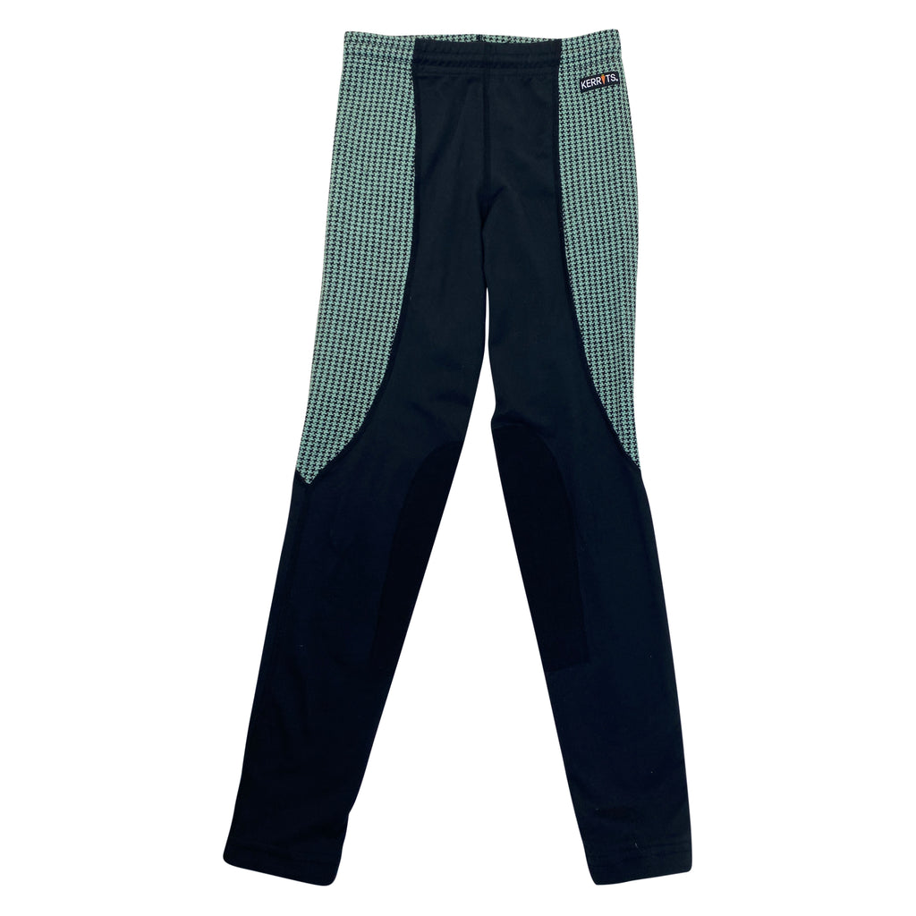 Kerrits Knee Patch Performance Tights in Black/Mint Houndstooth