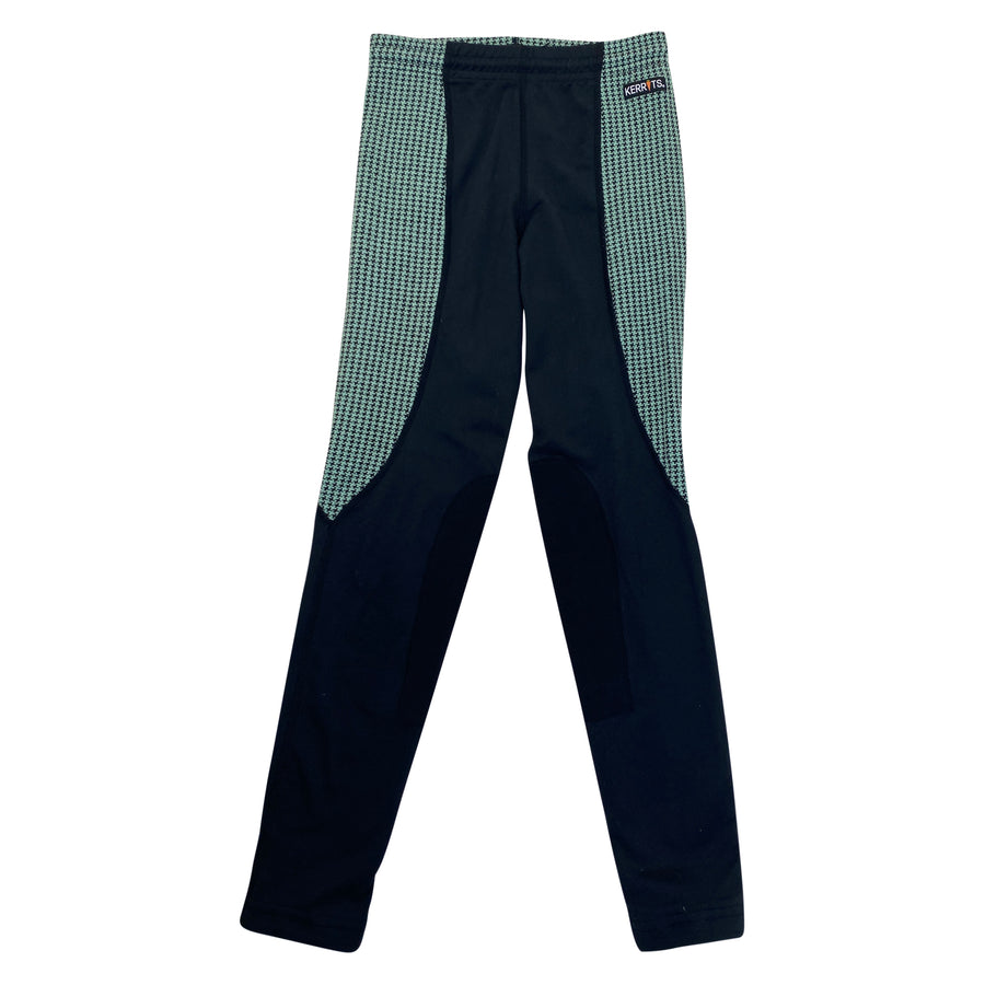 Kerrits Knee Patch Performance Tights in Black/Mint Houndstooth