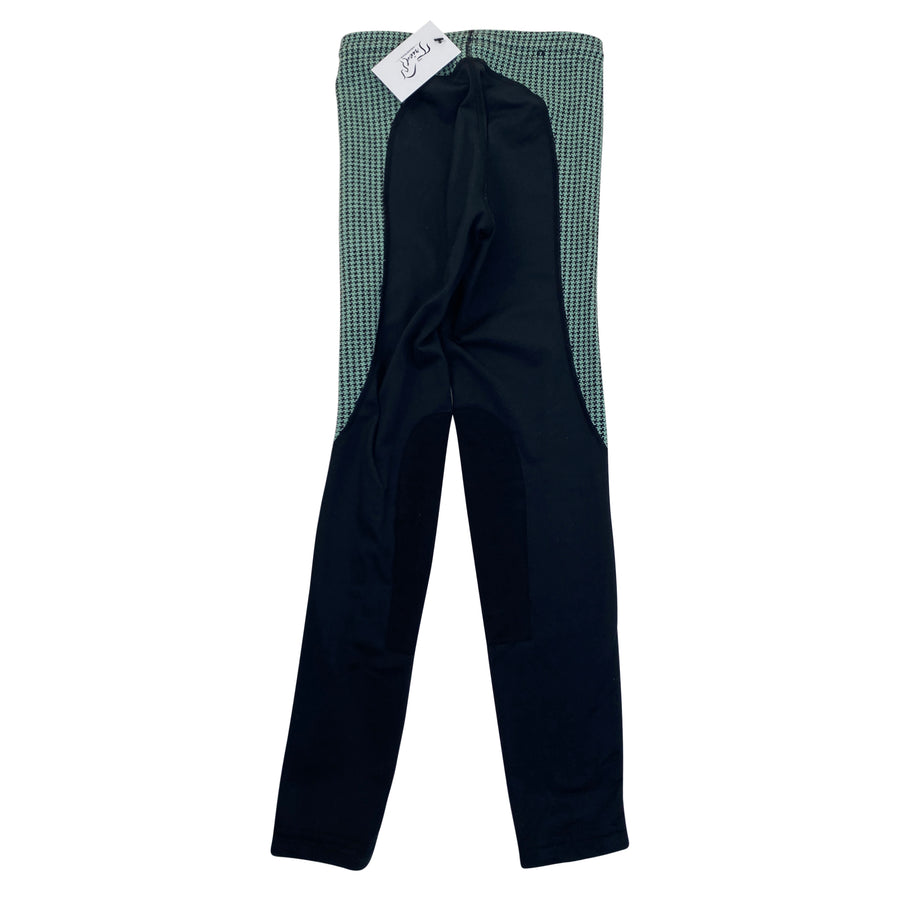 Kerrits Knee Patch Performance Tights in Black/Mint Houndstooth