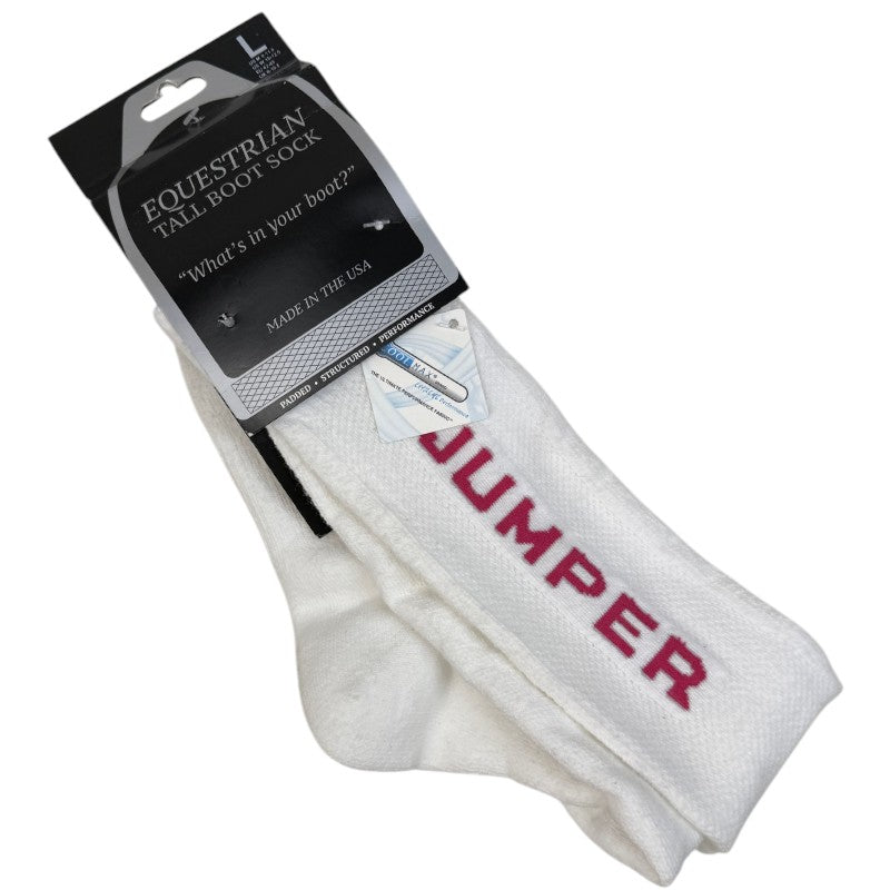 Foot Huggies "Made for Riders"  JUMPER Socks in White/Red - Large (Shoe Size 10-12.5)