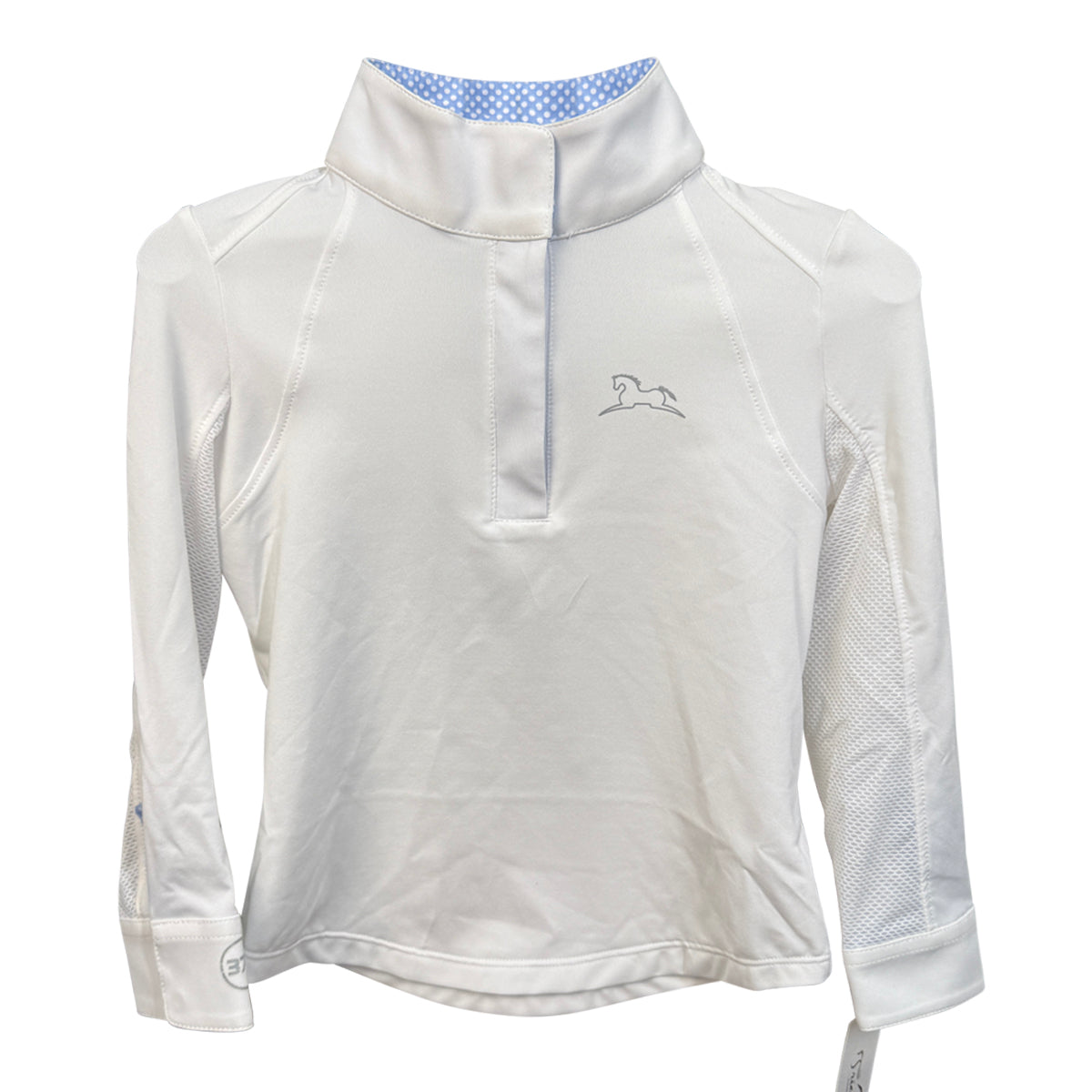 RJ Classics 'Maddie Jr' Long Sleeve Show Shirt in White/Blue Polka Dots