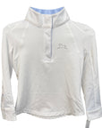 RJ Classics 'Maddie Jr' Long Sleeve Show Shirt in White/Blue Polka Dots