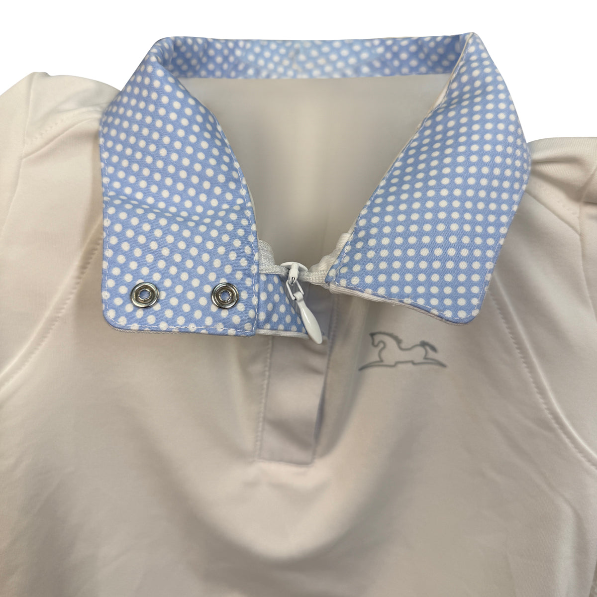 RJ Classics 'Maddie Jr' Long Sleeve Show Shirt in White/Blue Polka Dots