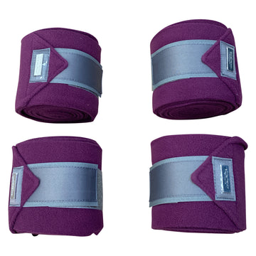 Equestrian Stockholm Fleece Polo Wraps in Plum/Grey