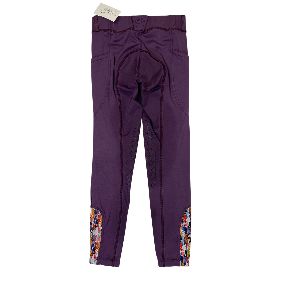 Back of Ovation AeroWick Kids Knee Patch Riding Tights in Violet