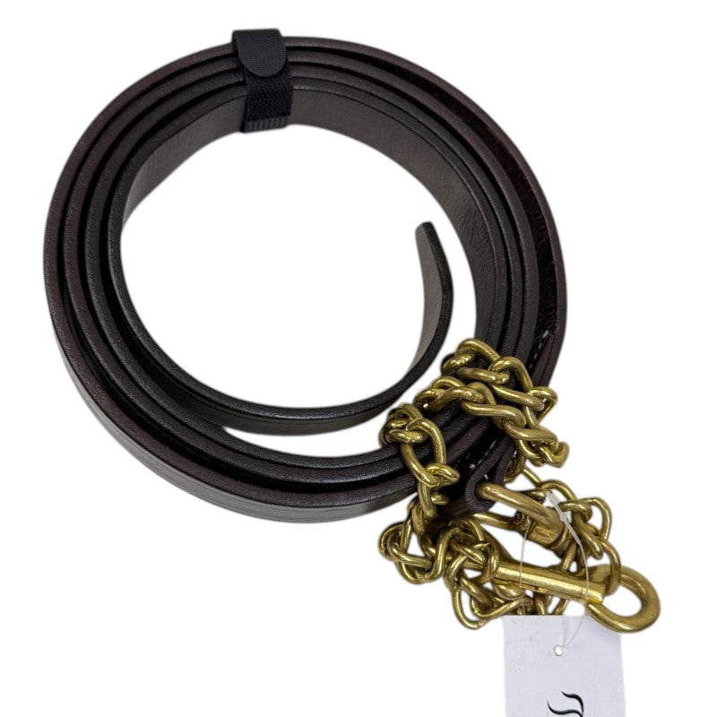 Walsh Leather Lead with Chain in Brown/Gold