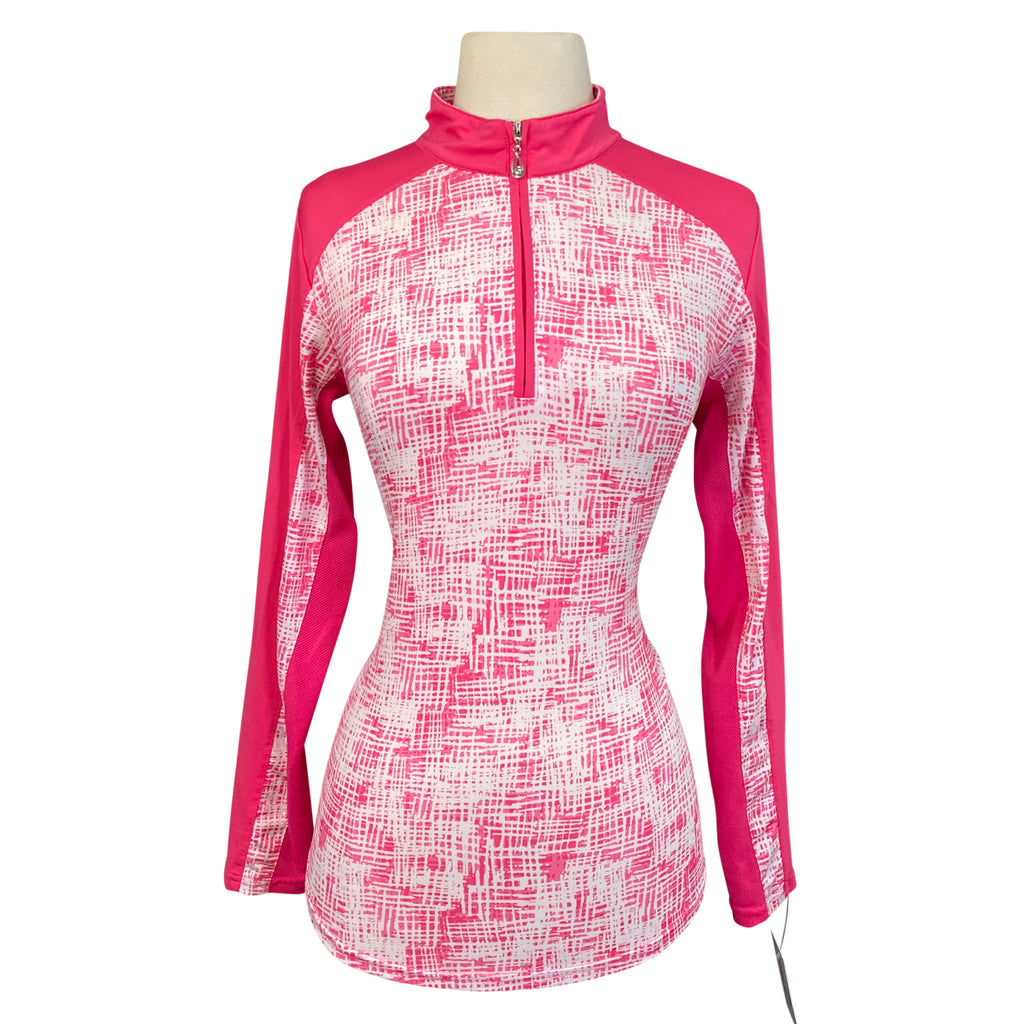 SanSoleil Sun Shirt in Pink/White Crosshatch