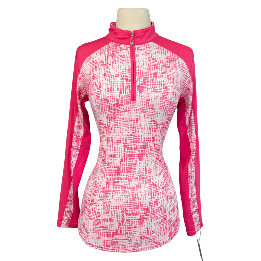 SanSoleil Sun Shirt in Pink/White Crosshatch