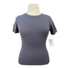 Front of TKEQ The 'Kennedy 2.0' Seamless Short Sleeve Shirt in Slate - Women's L/XL