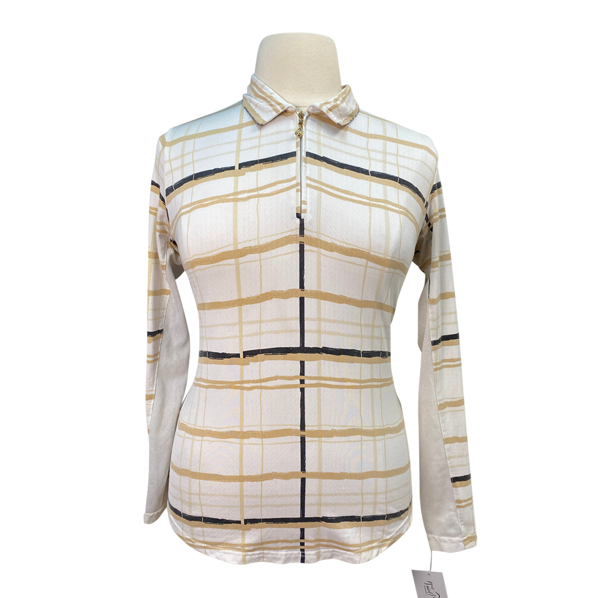 San Soleil Printed Sunshirt UV 50 in White/Tan Paint Plaid