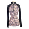 Kastel Long Sleeve 1/2 Zip Raglan Shirt in Cheetah/Black