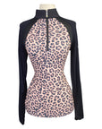 Kastel Long Sleeve 1/2 Zip Raglan Shirt in Cheetah/Black