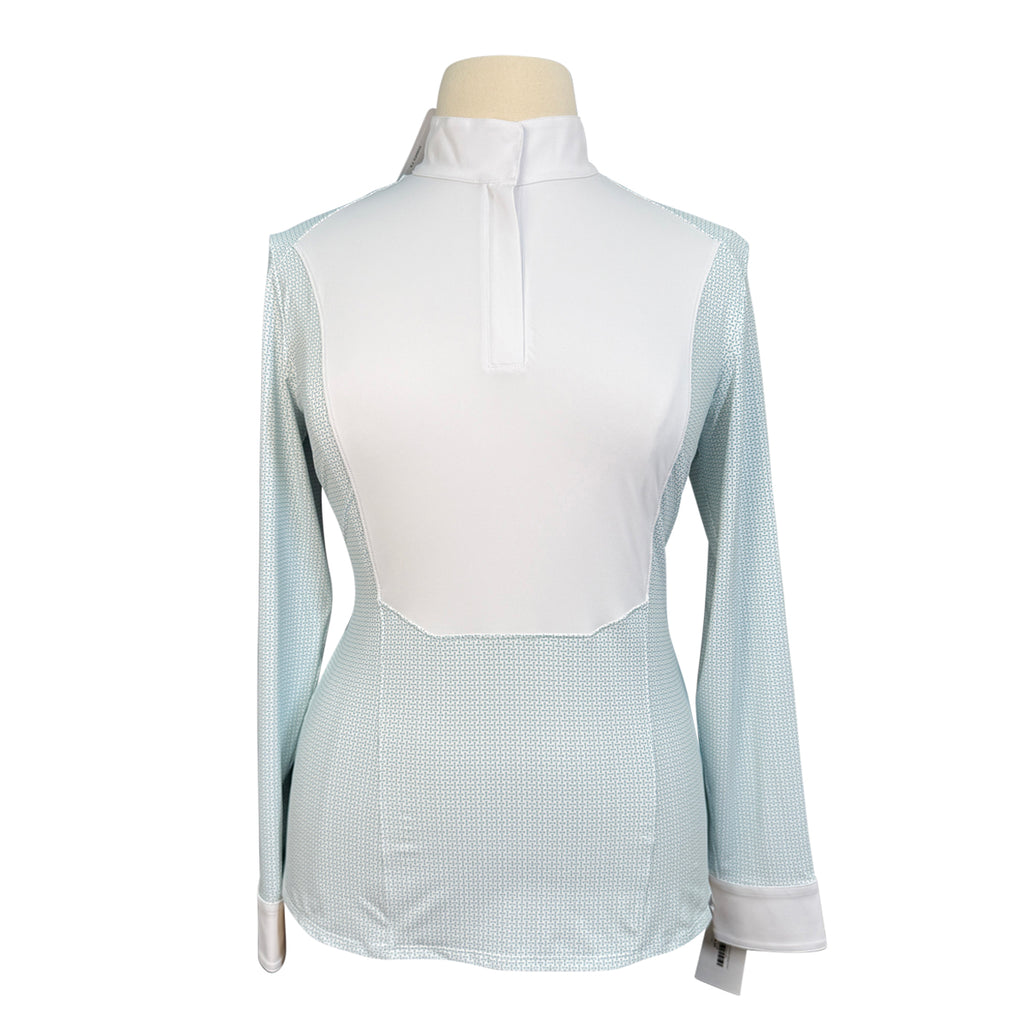 RJ Classics 'Liv' Long Sleeve Show Shirt in White/Teal Bits