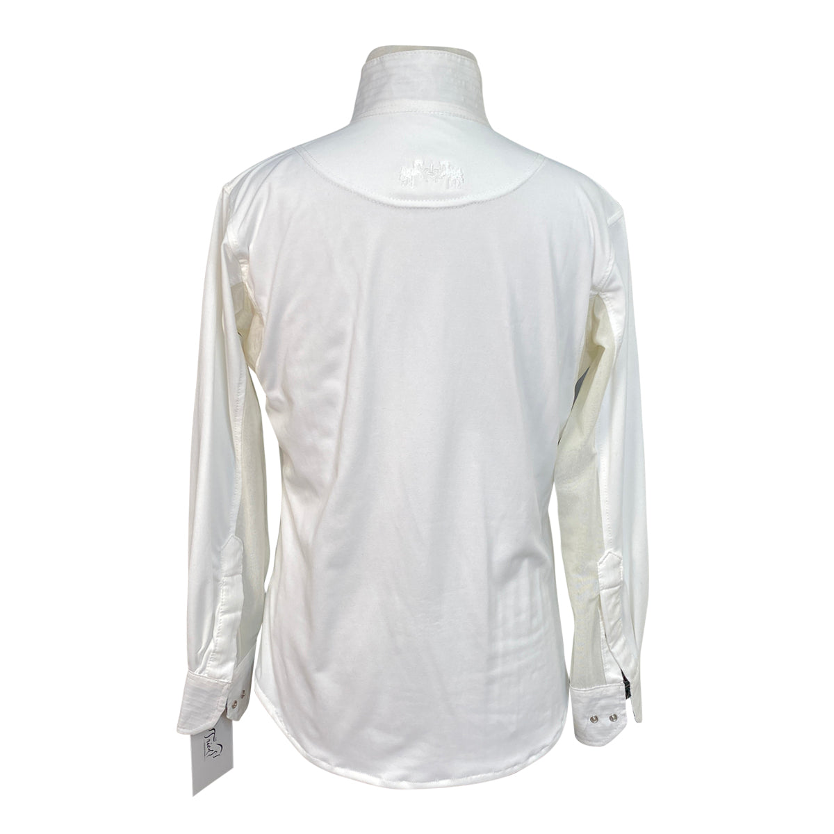 Equine Couture Kelsey Show Shirt in White/Aqua Geo