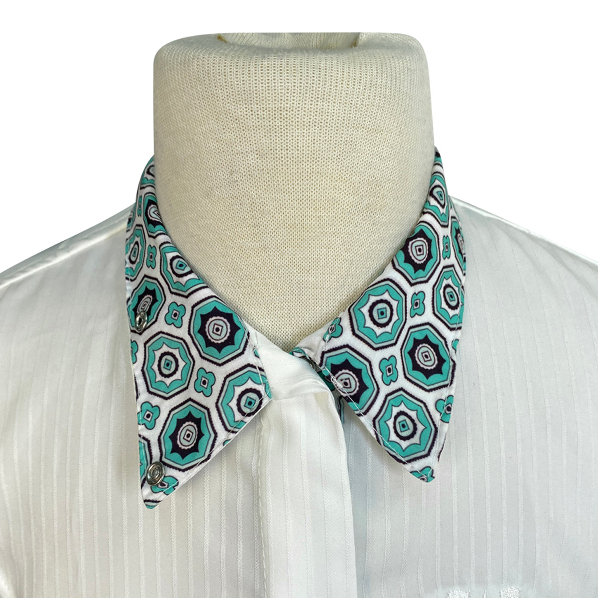 Equine Couture Kelsey Show Shirt in White/Aqua Geo